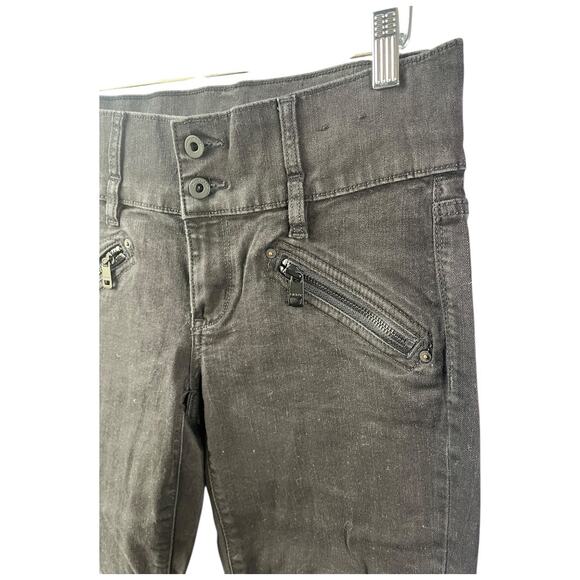 DKNY Jeans City Ultra Skinny stretch black w/ patent knee panel zipper pockets 4 - Picture 4 of 6